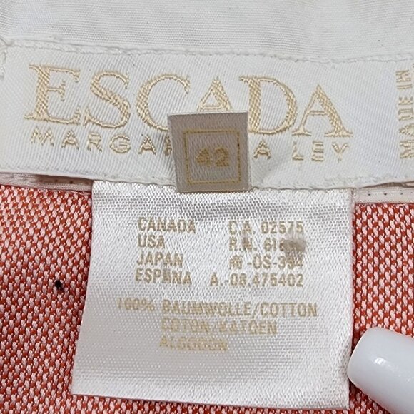 Escada Pink/White Double Breasted Button Down Bankers Shirt, Women's 42 - Picture 7 of 10
